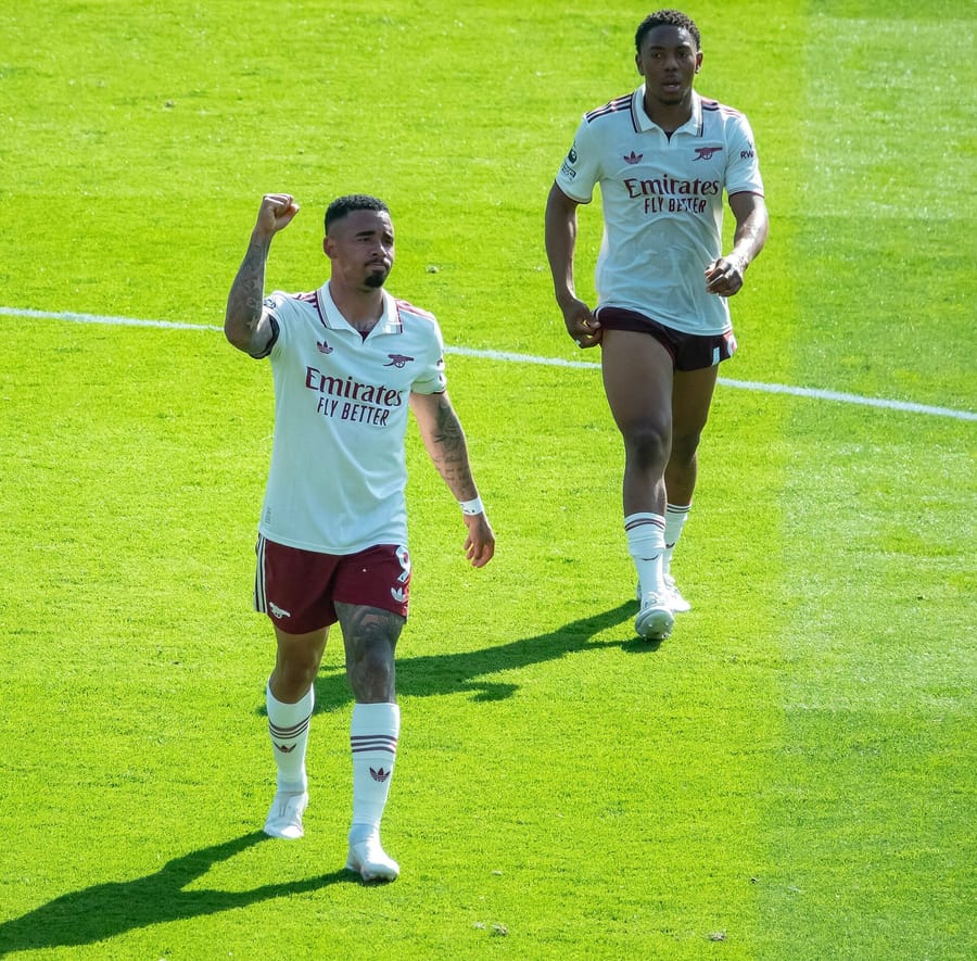 Gabriel Jesus in an Arsenal shirt on 24 May 2026, three months before his move to FC Barcelona