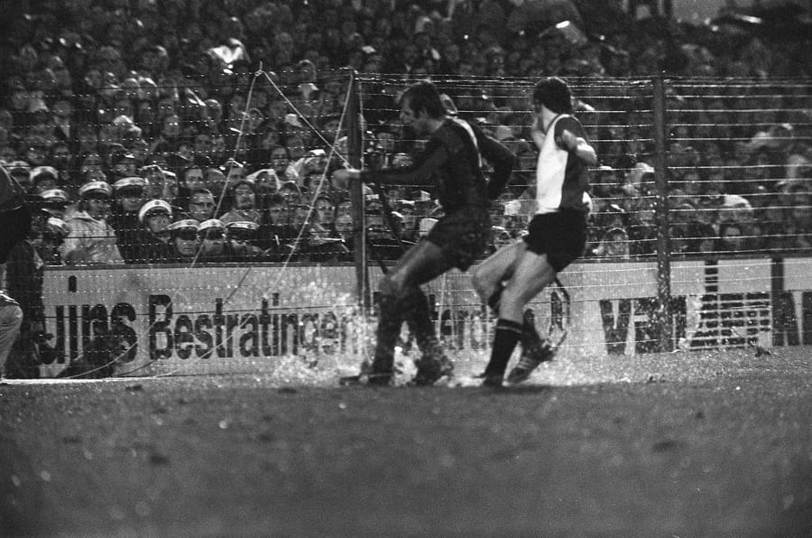 Feyenoord v Barcelona, 0-0 at De Kuip on 22 October 1974: the only previous tie between the two clubs, in the 1974-75 European Cup. Anefo archive photo.
